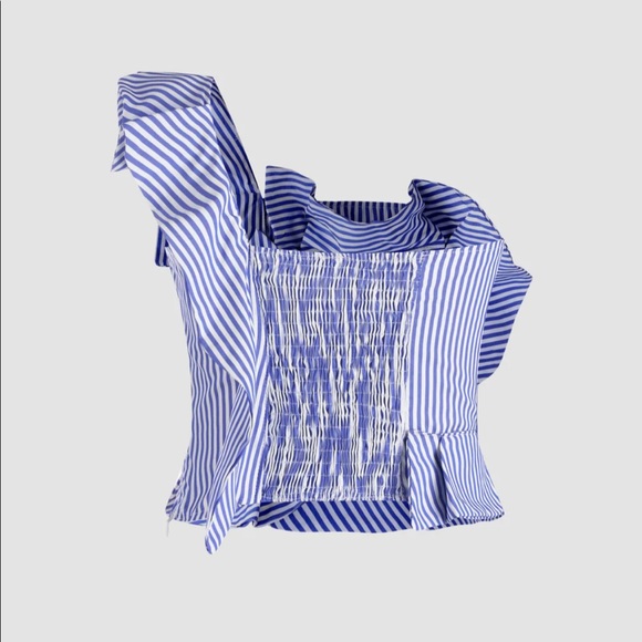 Look Sky blue and white one shoulder top - Picture 2 of 4